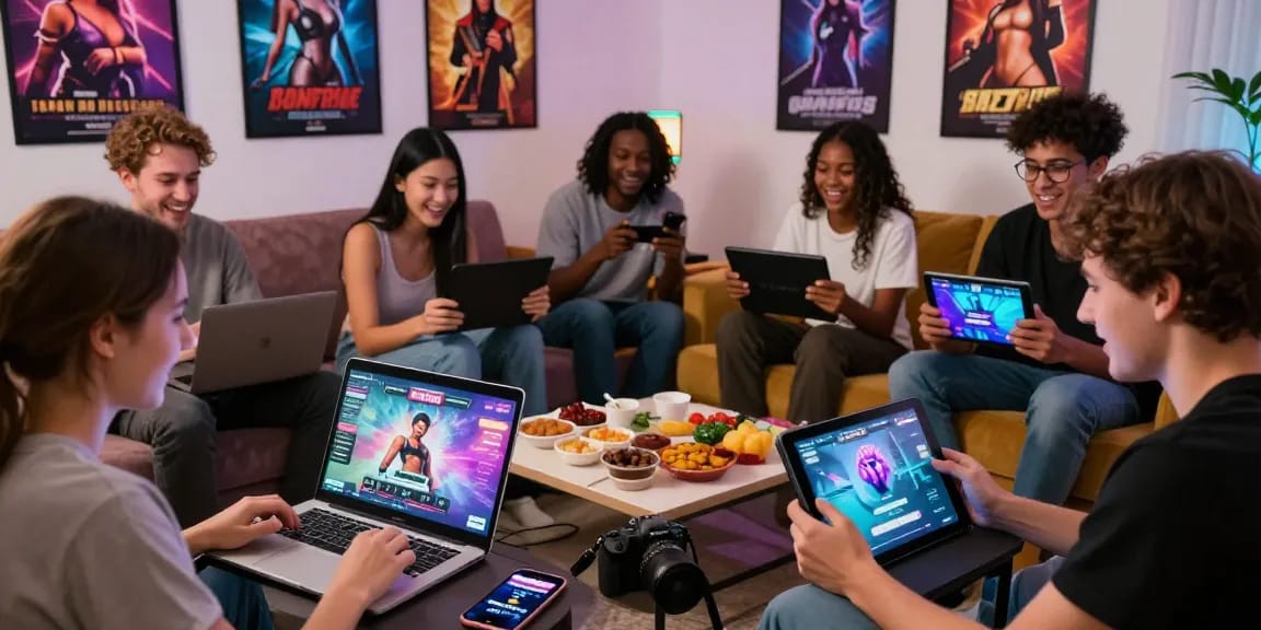 Engaging scene of friends playing interactive games exploring degrees of lewdity in a cozy living room.