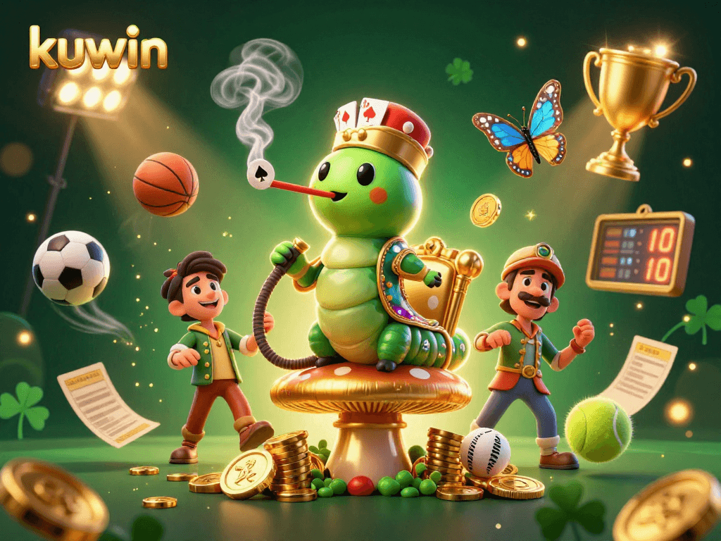 Experience winning strategies at kuwin with 3D cartoon characters in a dynamic casino scene.