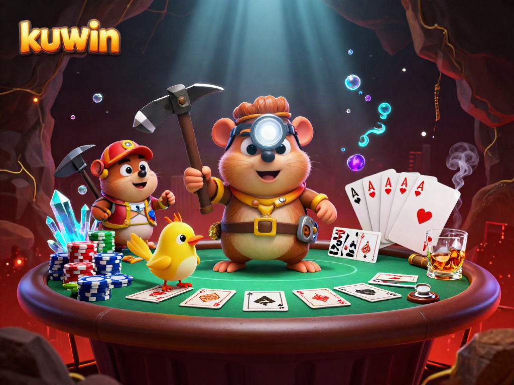 Kuwin showcases a vibrant treasure hunting scene with a mole and canary at a poker table