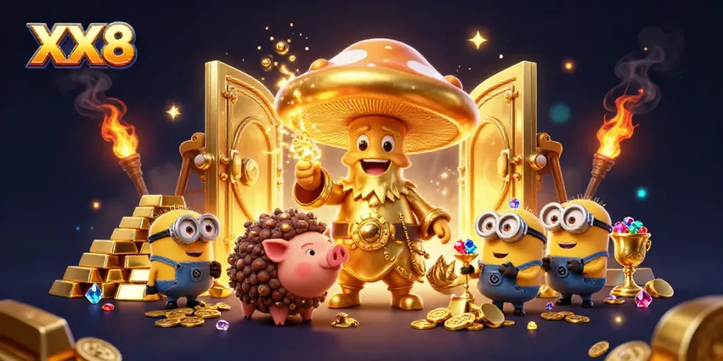Experience the magic of XX8 in this enchanting casino scene with treasure and gold.