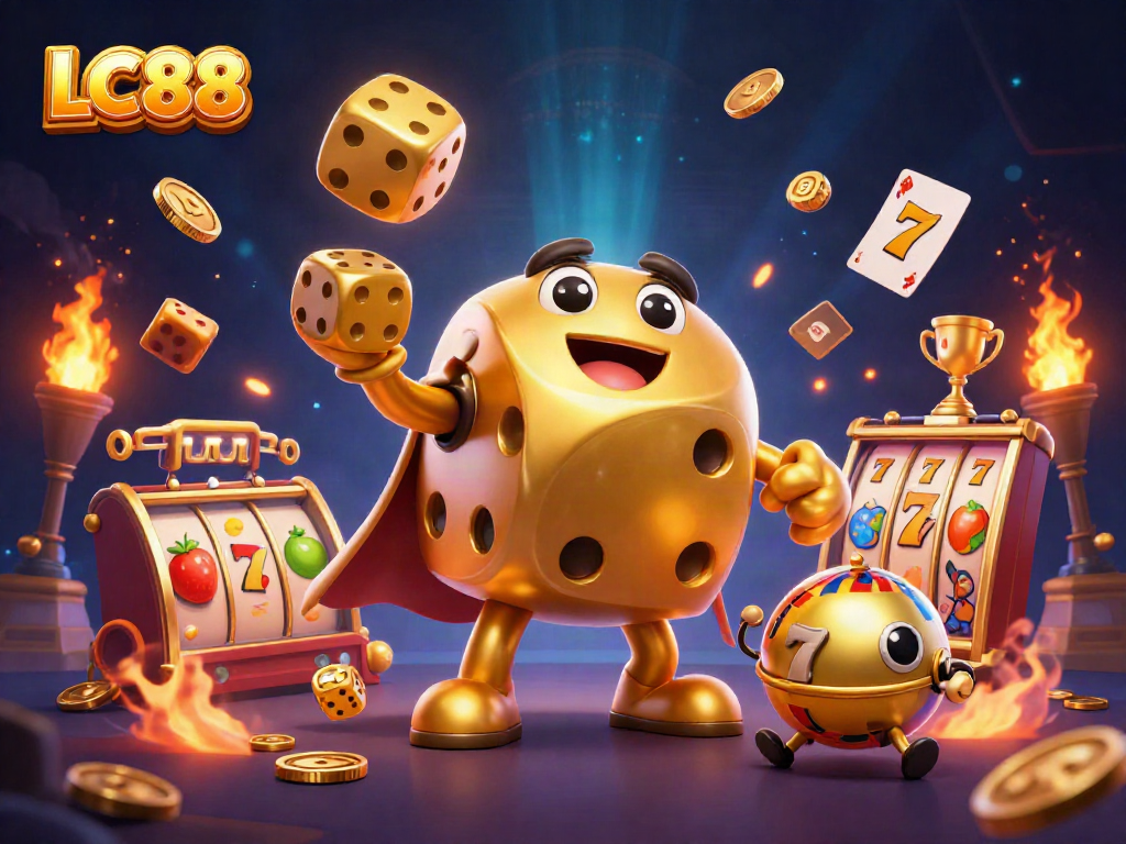 LC88 offers thrilling moments with dynamic, golden dice characters, vibrant slot elements, and a rich casino atmosphere.