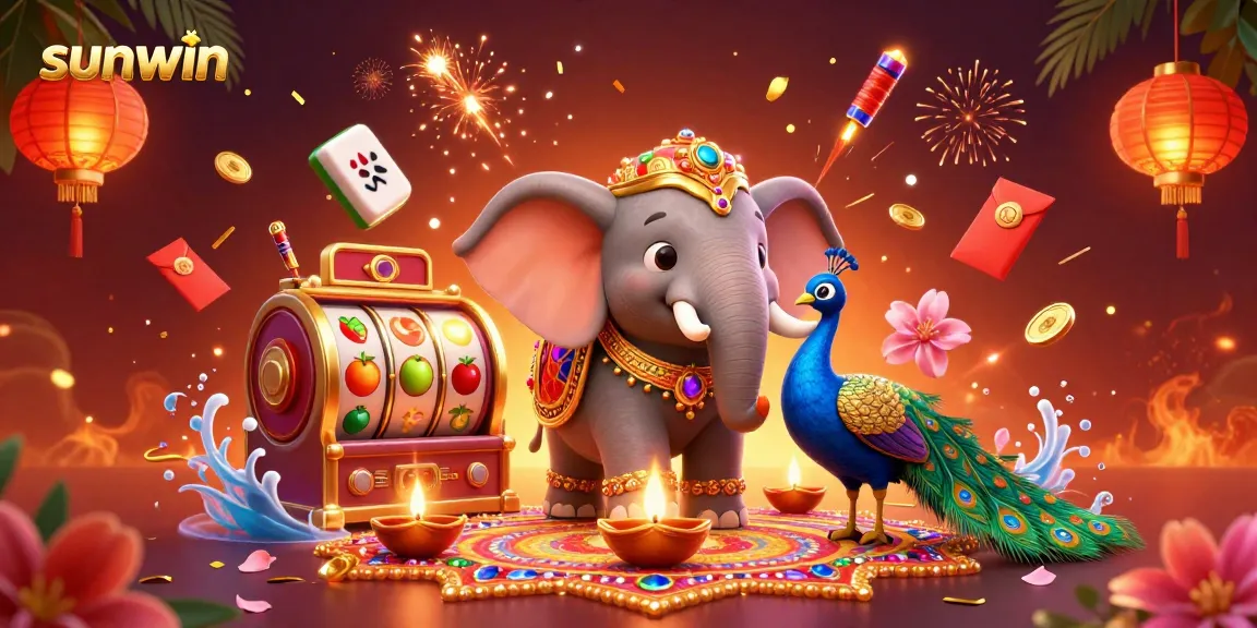 Experience the excitement with sunwin in a vibrant casino atmosphere filled with games and colorful characters.