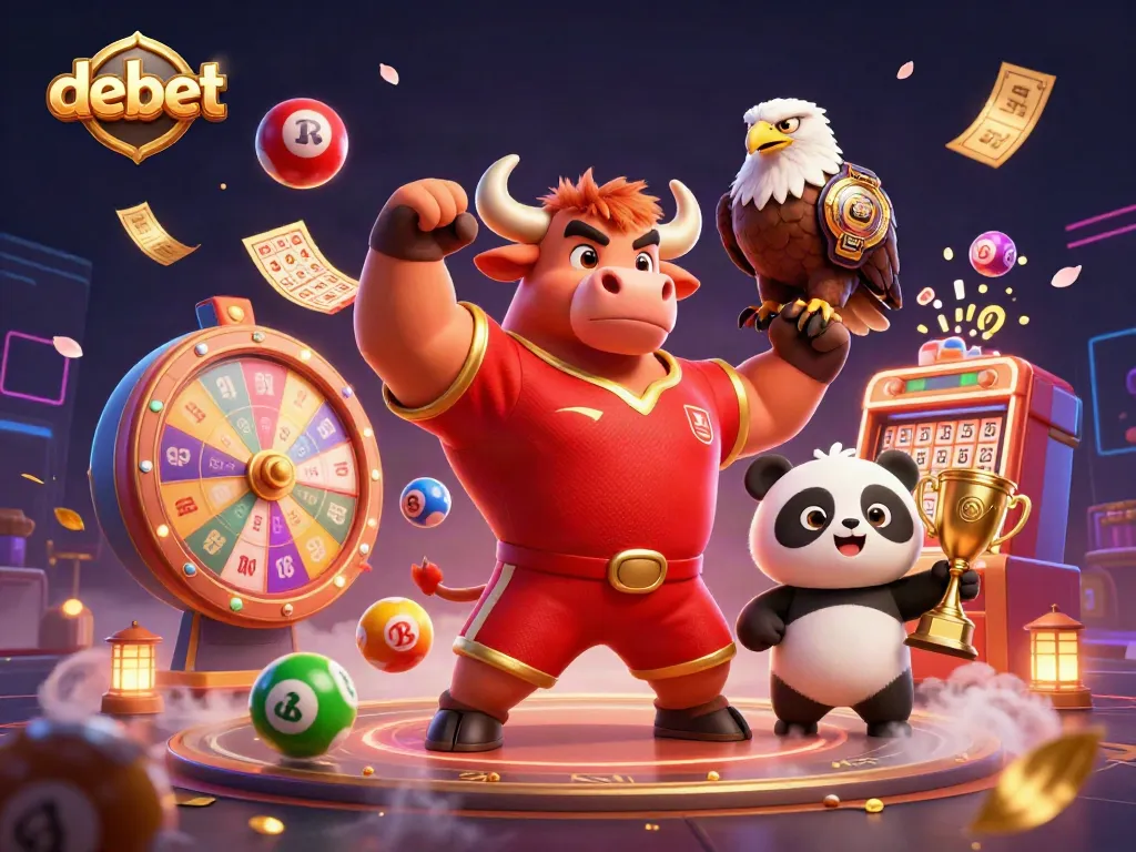 Experience debet excitement with vibrant casino-themed characters and elements in a lively 3D scene.