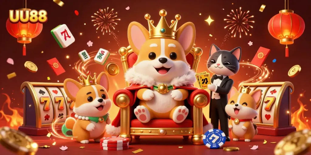 Experience winning moments at the UU88 casino with vibrant characters and festive elements.
