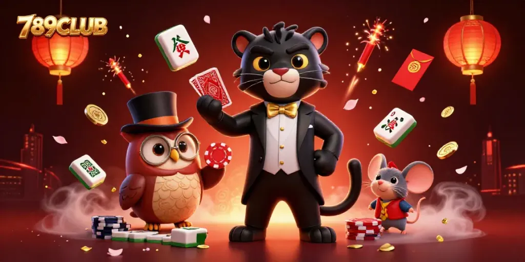 Play your favorite games with 789CLUB featuring vibrant characters and festive casino elements.
