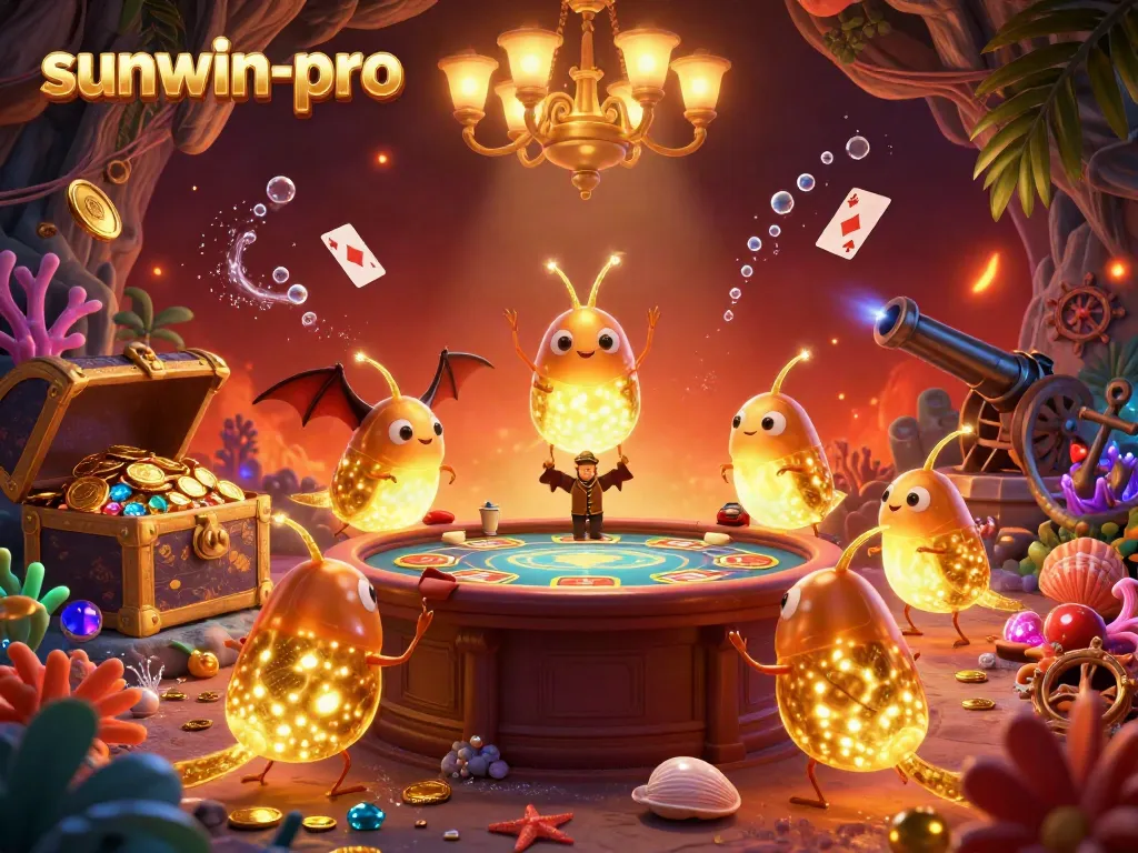 Experience the magic of sunwin-pro with glowworms lighting a vibrant cave casino.