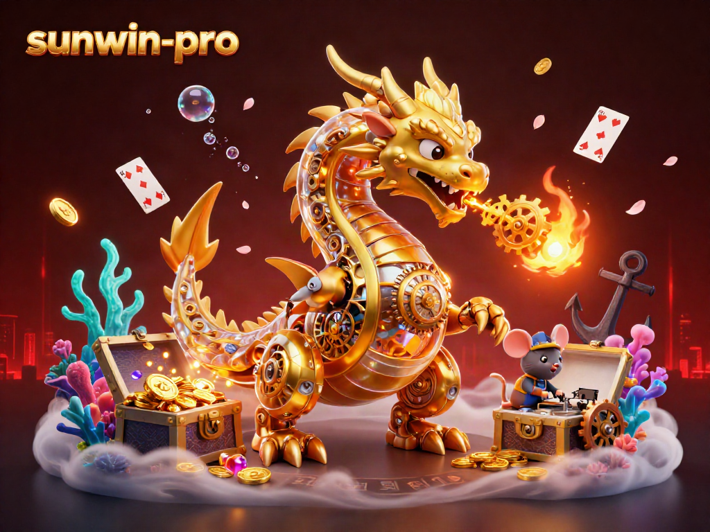Engage with thrilling games at sunwin-pro featuring a golden dragon spectacle with vibrant casino elements.