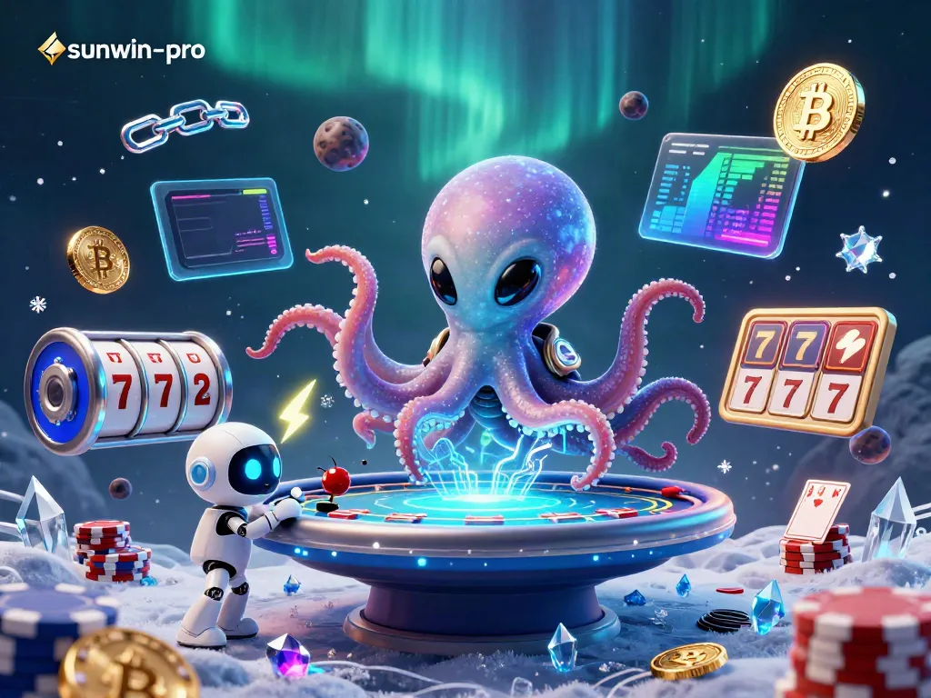 Experience thrilling gameplay at sunwin-pro with a vibrant alien scene of poker and slot action.