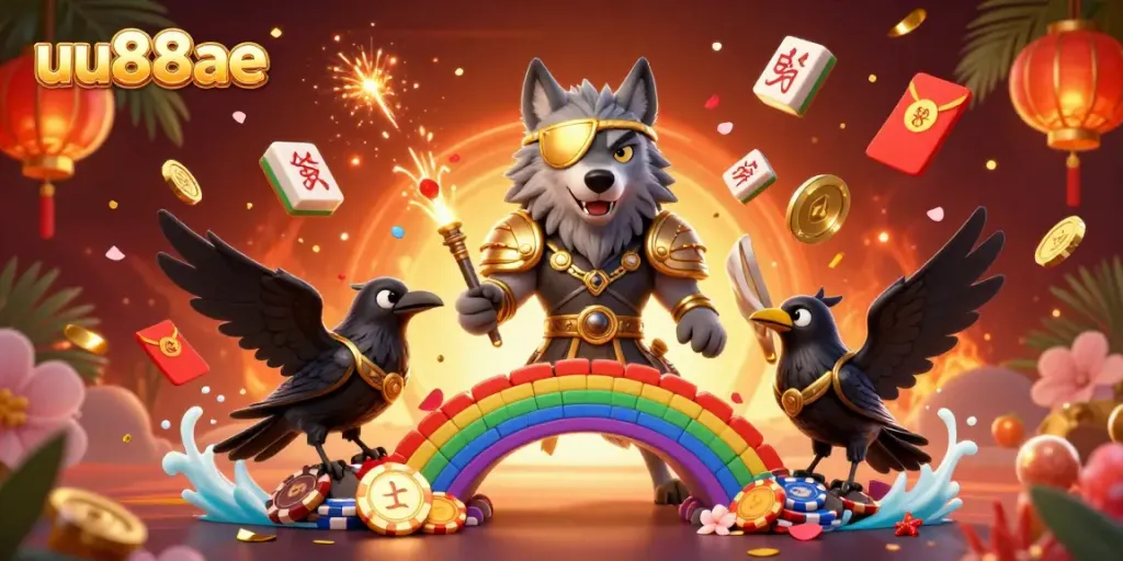 Experience gaming excitement with uu88ae through a dynamic scene showcasing mythical characters and casino elements.