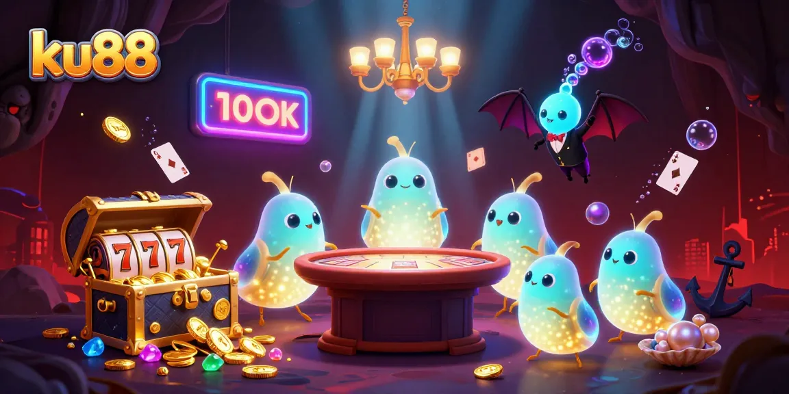Experience excitement with ku88 at an underwater casino featuring vibrant glowworms and slot games.