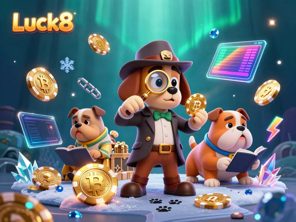 Enhance your gameplay at Luck8 with a detective-themed 3D illustration showcasing casino elements.