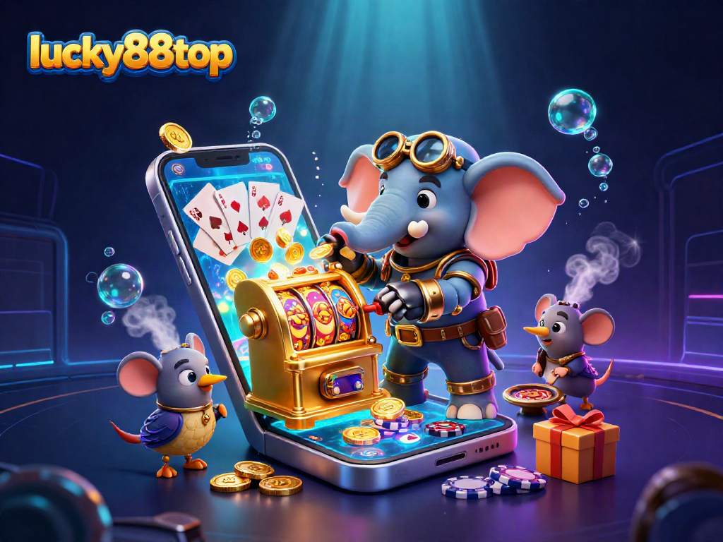 Experience unbeatable thrills at lucky88top while playing vibrant slot games with golden coins erupting.