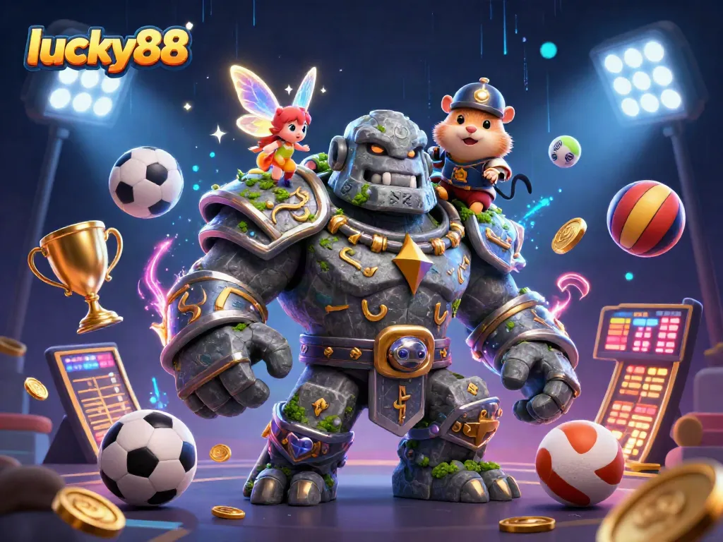 Experience excitement at lucky88 with a lively casino scene featuring magical characters and dynamic gaming elements.