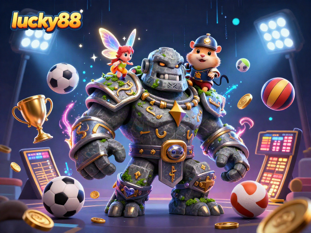 Experience excitement at lucky88 with a lively casino scene featuring magical characters and dynamic gaming elements.