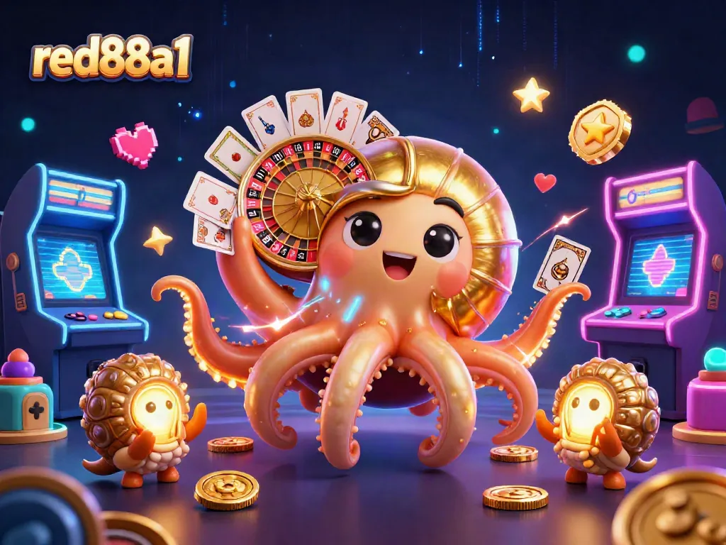 Experience thrilling action at red88a1 with a vibrant depiction of a casino scene blending gaming and excitement.
