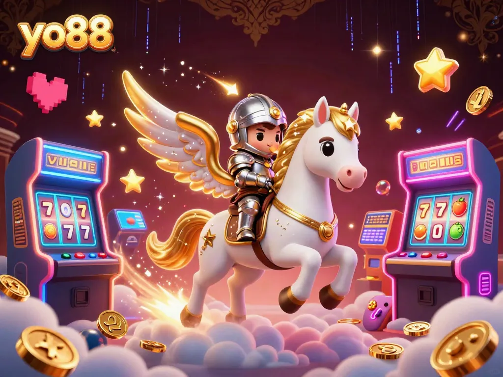Experience the thrill of winning on yo88 with exciting vibrant casino games and a charming knight.