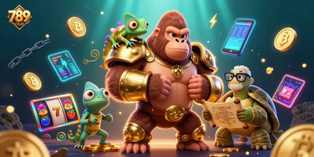 Engage with thrilling 789club casino adventures featuring a powerful gorilla and vibrant game elements.