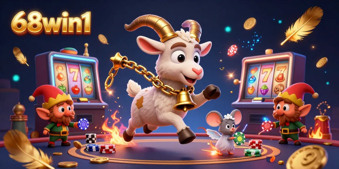 Experience thrilling games at 68win1 as the Krampus goat oversees the casino chaos while elf gremlins steal chips.